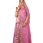 Lavender Bamber Satin Aari Salma Work Poshak Set (Unstitched) | Pure Georgette Odhna | Jaipurio Ethnic Wear